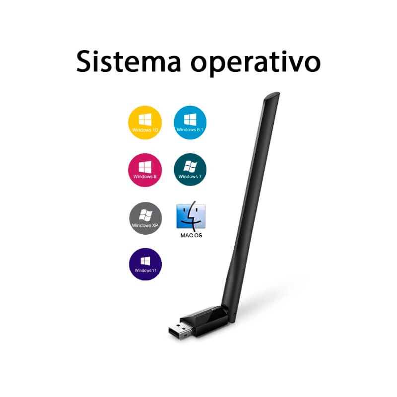 Adaptador de Red USB a Wi-Fi TP-Link Archer T2U Plus AC600 Doble Banda 200-433Mbps