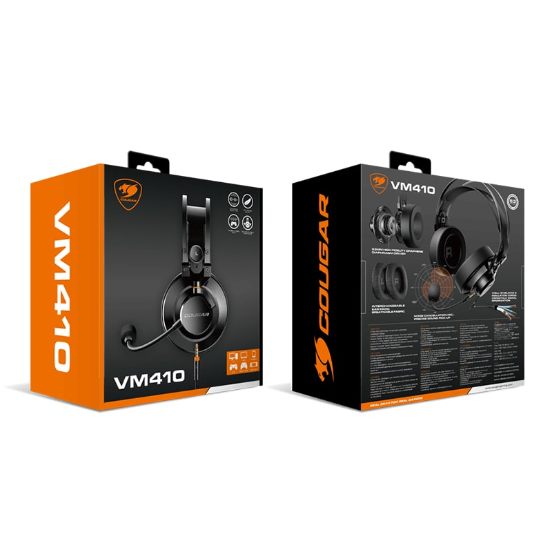 Audifonos tipo Headset Cougar VM410 Clasic 3,5 mm con Micrófono Negros