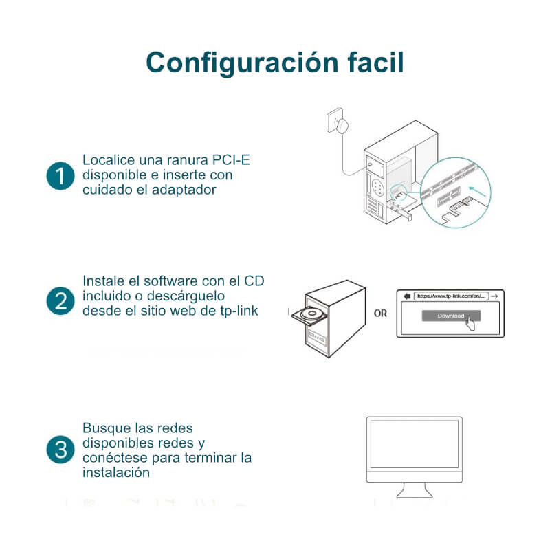 Tarjeta de Red Inalámbrica TP-Link PCIe TL-WN781ND 1 Antena