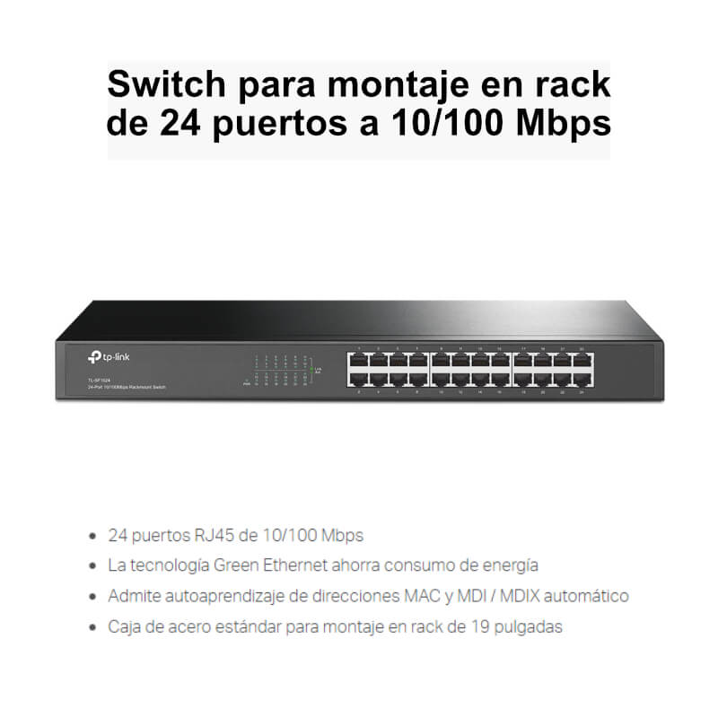 Switch TP-Link TL-SF1024 V9.0 24 Puertos 10/100Mbps para Rack