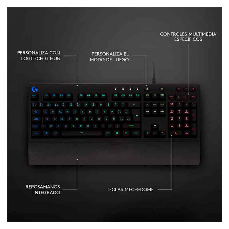 Teclado Gaming Mecánico Alámbrico Logitech G213 Prodigy RGB Negro Ingles