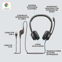 Audifonos tipo Headset Logitech H390 USB con Micrófono Negro