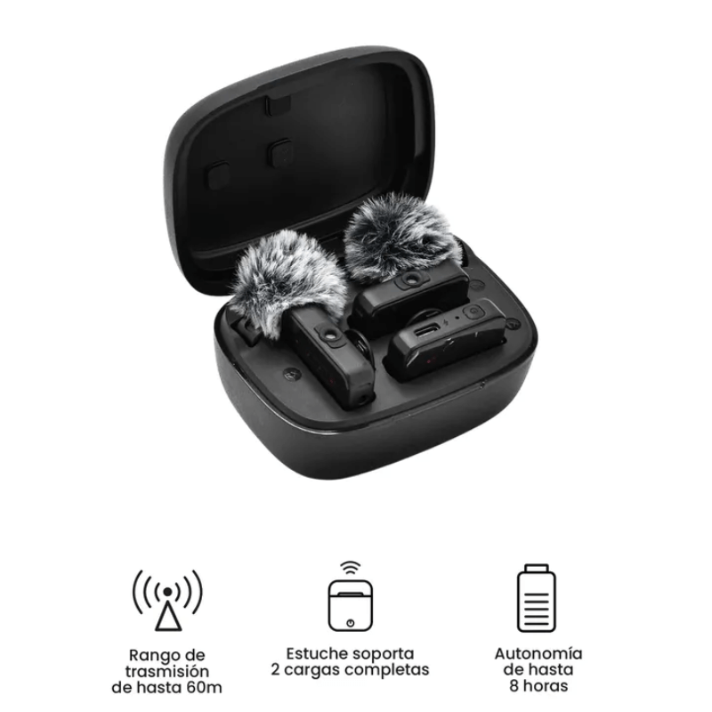 Micrófono de Solapa VTA+ Inalámbrico con Gancho de Sujeción Negro