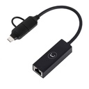 Adaptador 2 en 1 USB a Ethernet UnnoTekno AD3007BK Macho-Hembra Negro