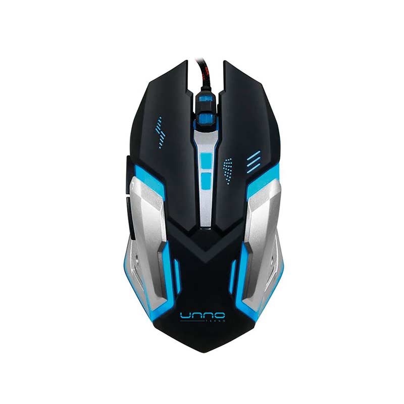 Mouse Gaming Alámbrico UnnoTekno Brave Óptico 2400DPI Negro-Gris
