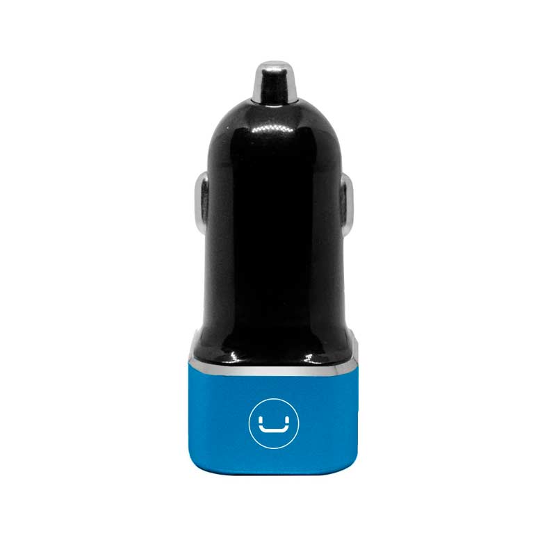 Cargador UnnoTekno para Carro Dual USB-C USB-A 28W Negro/Celeste