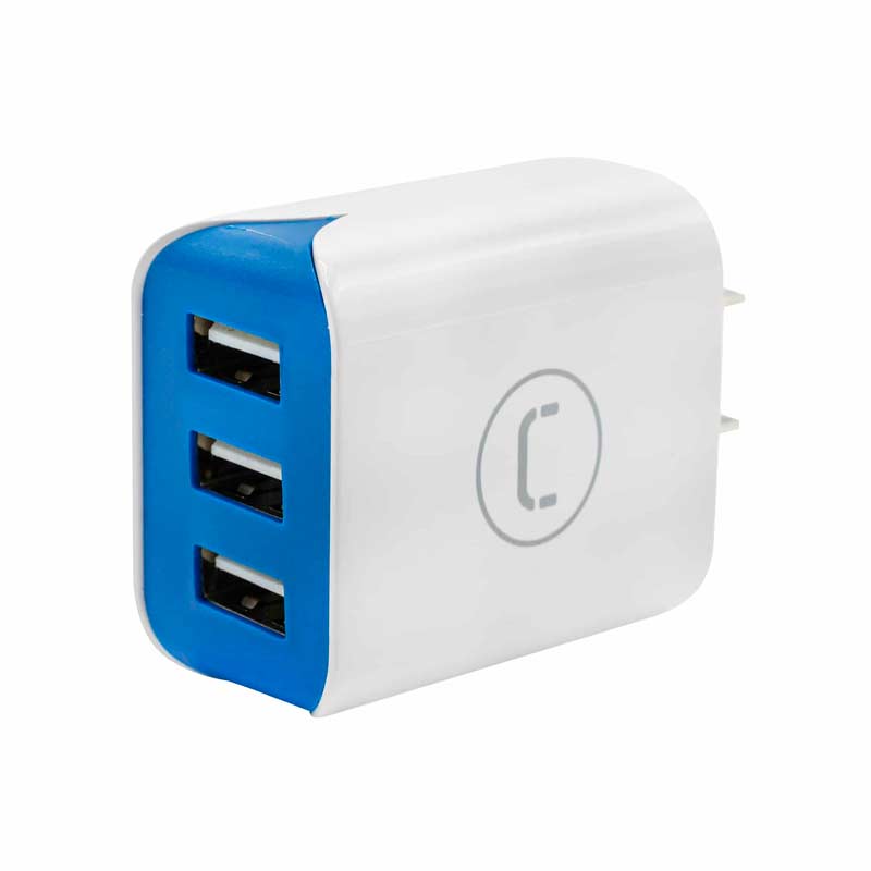 Cargador de Pared Unno Tekno PW5054WT Triple USB-A 3.1 20W​​ Blanco/Azul