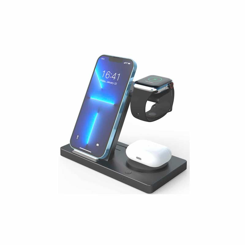 Cargador Inalámbrico UnnoTekno PW5119BK 3 en 1 ChargePro 15 W Gris