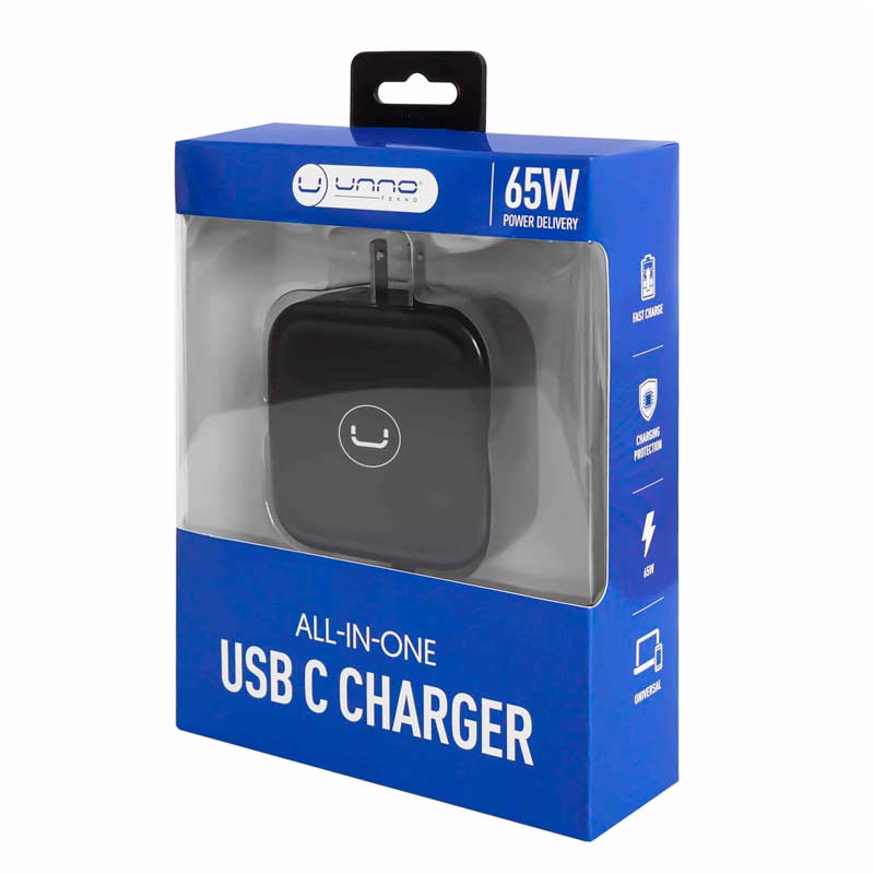 Cargador de Pared UnnoTekno PW5293BK FastCharge USB-C 65W Negro