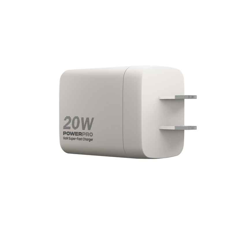 Cargador de Pared UnnoTekno PowerPro Dual USB USB-C 20W​​ Blanco