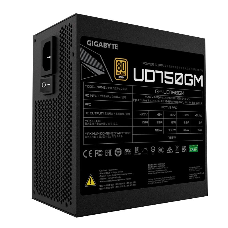 Fuente De Poder 750W Gigabyte UD750GM 80 Plus Oro