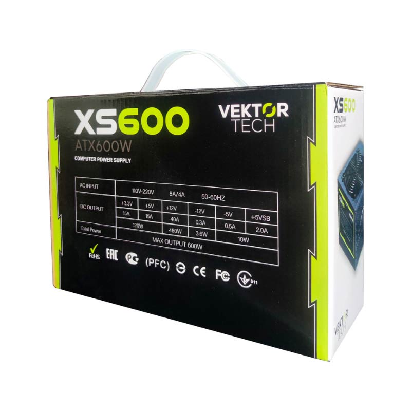 Fuente de Poder 600W Vektor Tech ATX XS600