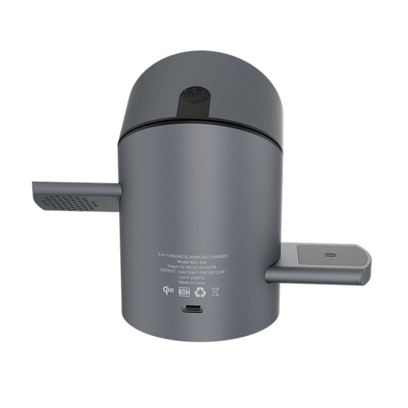 Estación de Carga Inalámbrica Klip Xtreme 3-en-1 Qi2 Magnética 15W Plegable