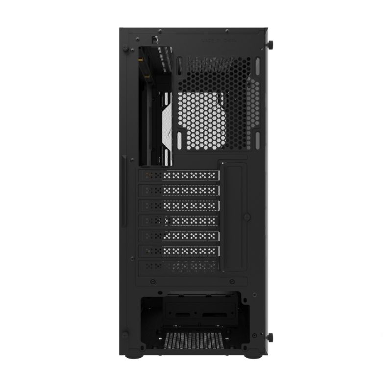 Case DarkFlash DK352 Mesh ATX Mid Tower con 4 ventiladores ARGB, panel lateral de vidrio templado negro.