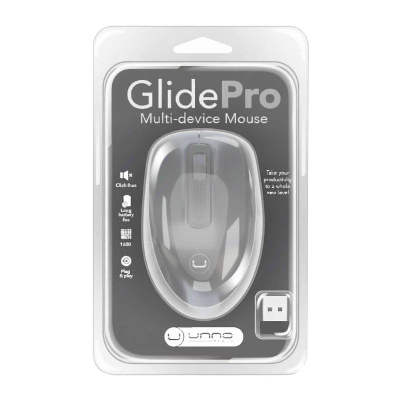 Mouse Inalámbrico Unno Tekno Glide Pro 1600DPI Negro