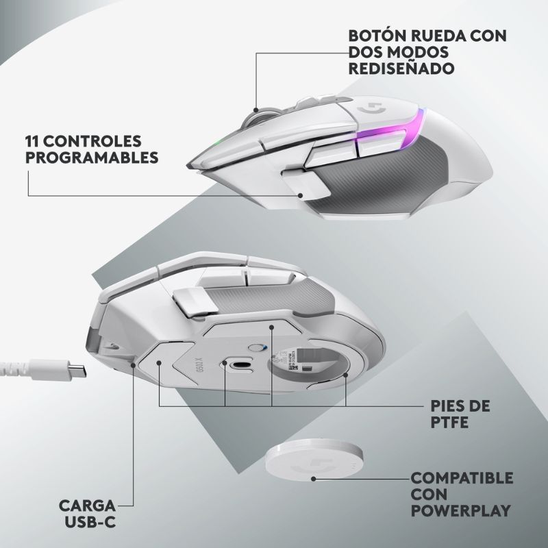 Mouse Alámbrico Logitech G502 X Gaming 25.600DPI Blanco