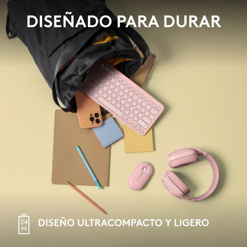 Mouse Inalámbrico Bluetooth Logitech Pebble 2 M350s Óptico 4000DPI Rosado