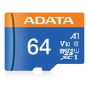 Memoria Micro SD Adata Premier 64 GB UHS-I Class 10 V10 A1 con adaptador SD