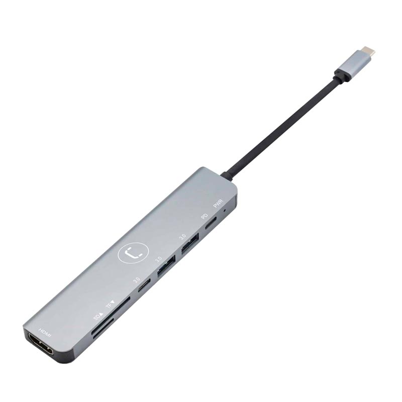 Hub UnnoTekno 7 Puertos USB-C Plateado