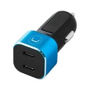 Cargador Unno Tekno PW5027BK para Carro Dual USB-C 40W Negro Celeste